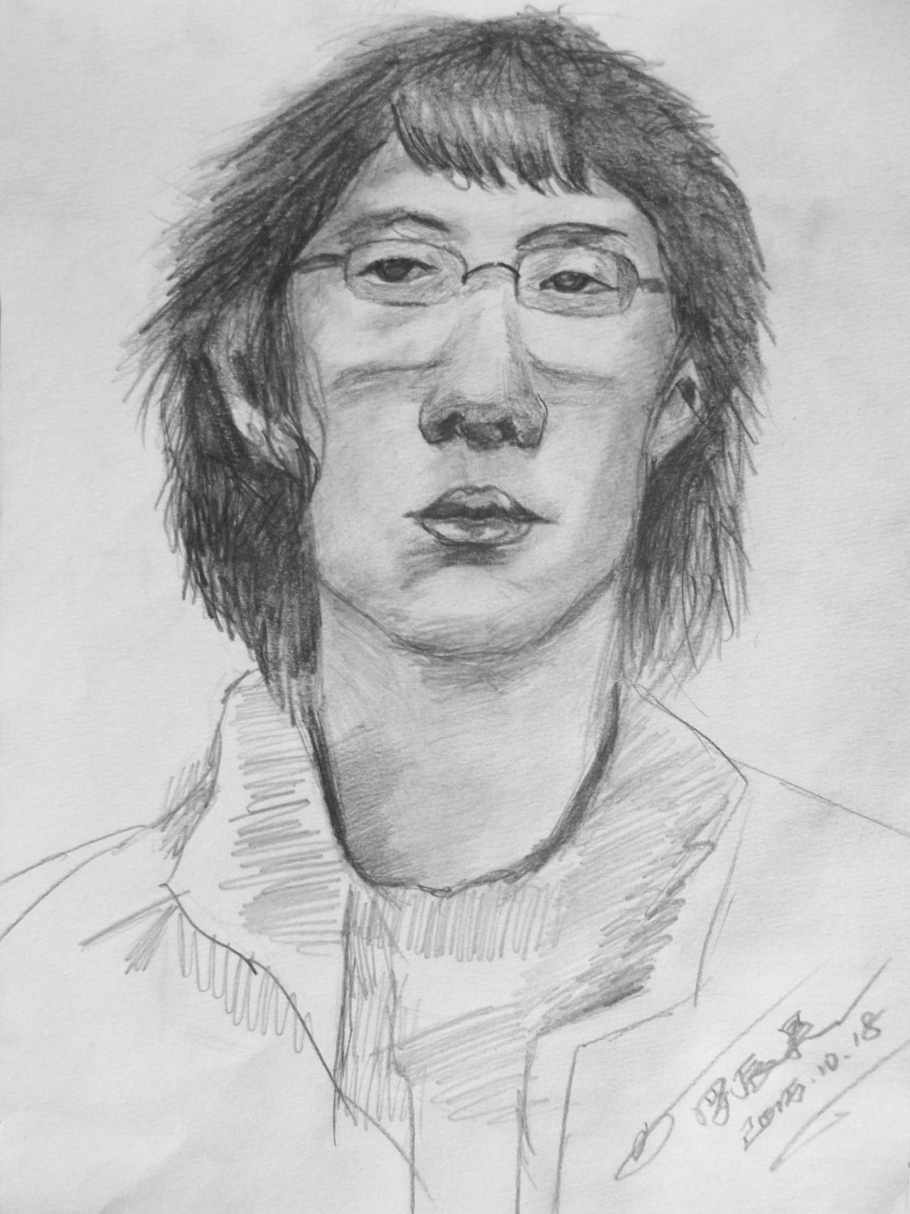 青年男子头像 素描 罗辰昊画