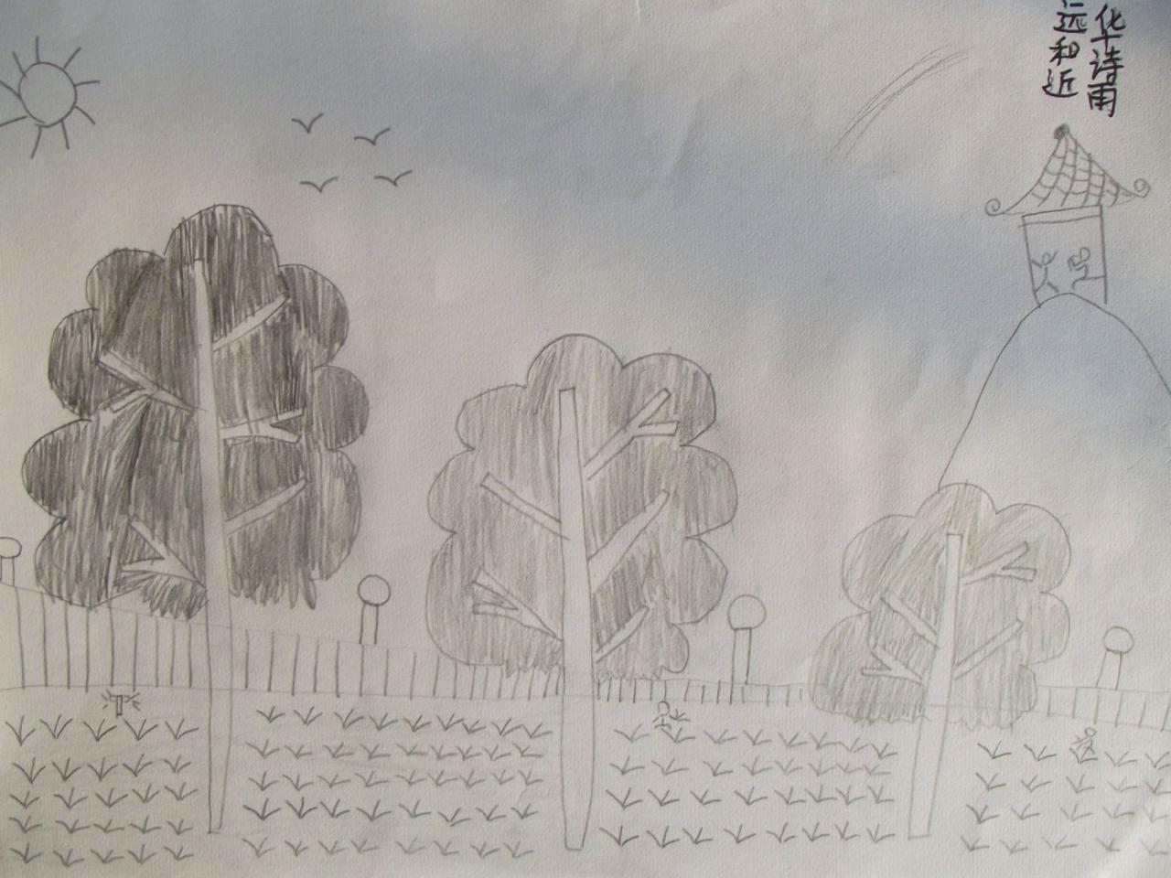 风景铅笔画 华诗雨画