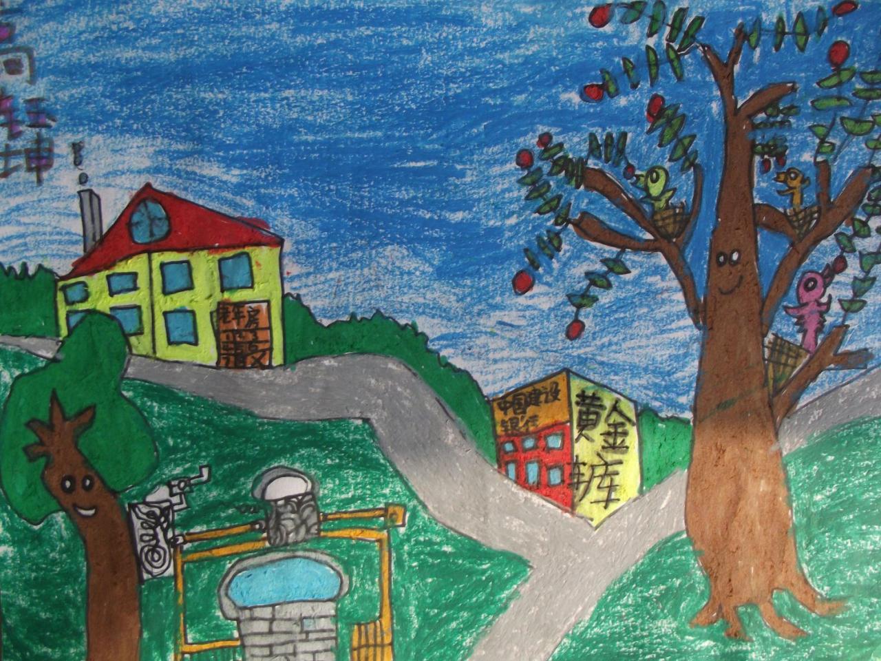 黄金车库 路口的树和树上的鸟窝 高钰坤画