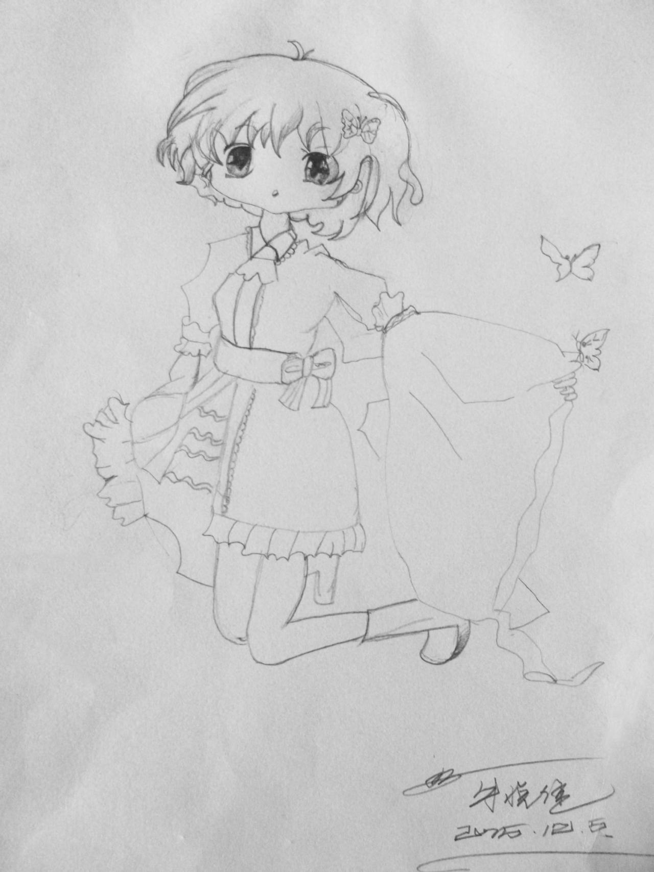 西行寺幽幽子 线稿 牛悦佳画