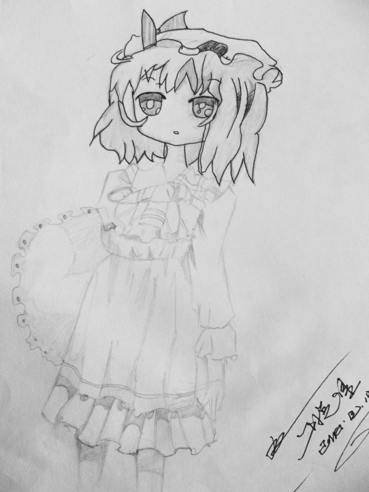 蕾米莉亚·斯卡雷特 手绘素描线稿 牛悦佳画