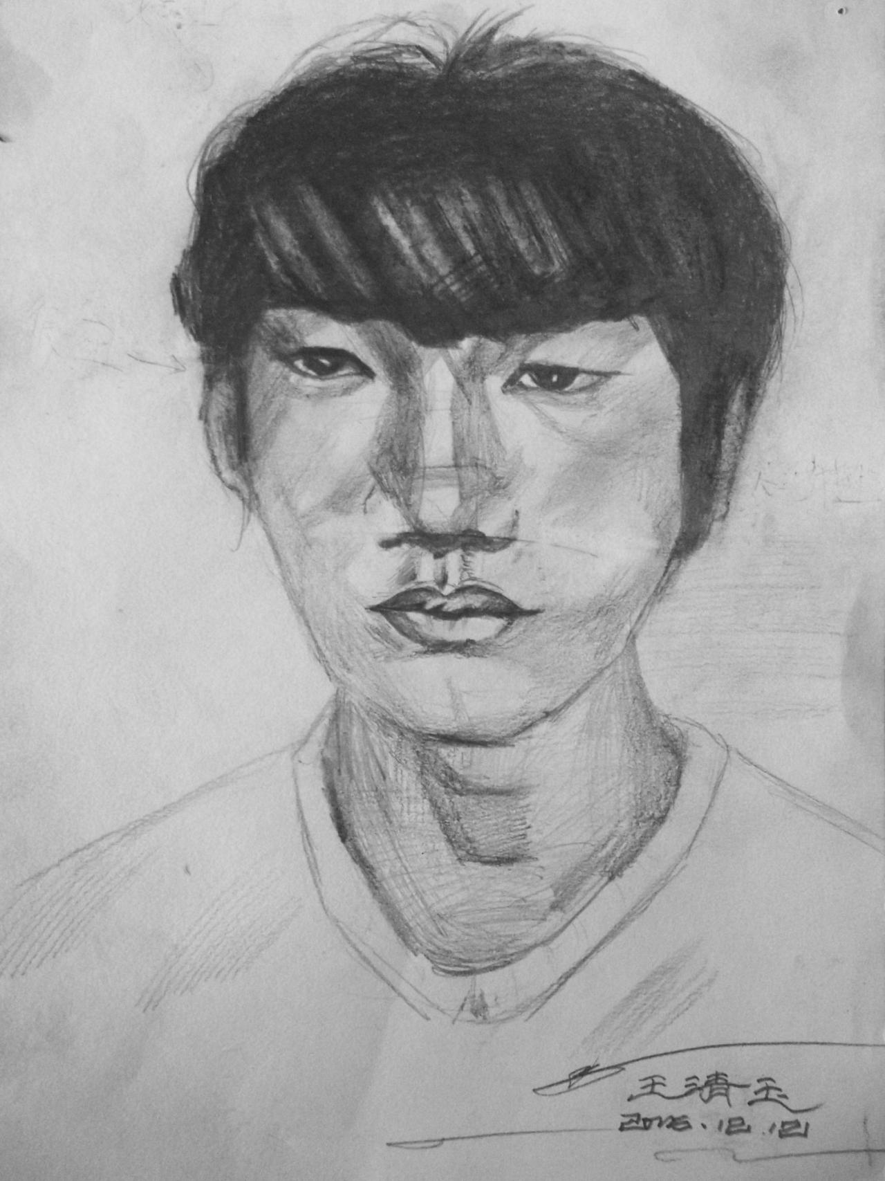 青年头像素描 王清玉画