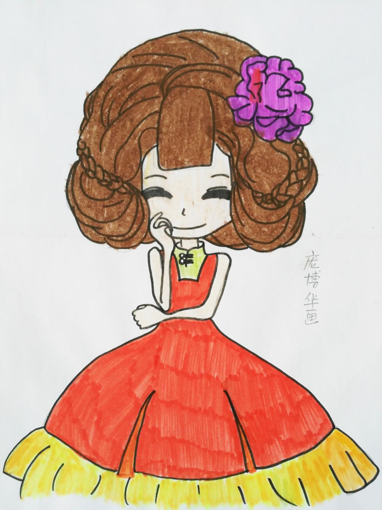 花花姑娘 牡丹姑娘 庞博华画