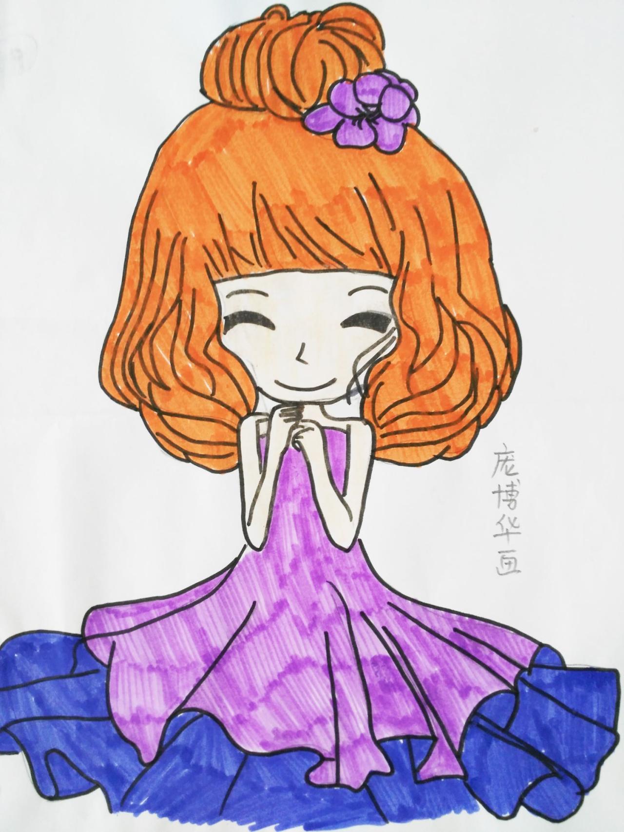 花花姑娘 香堇姑娘 庞博华画