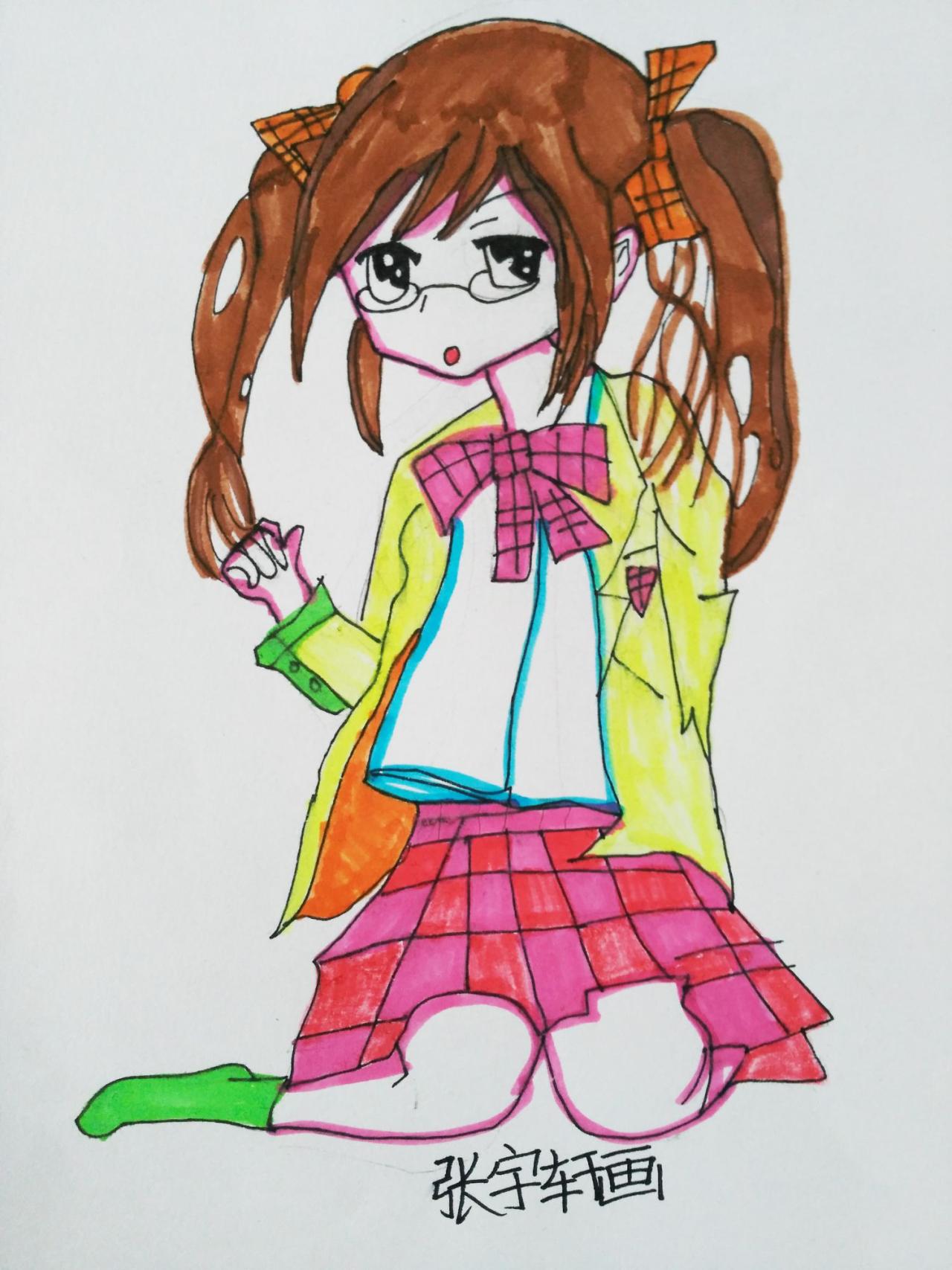 戴眼镜的女生 张宇轩画