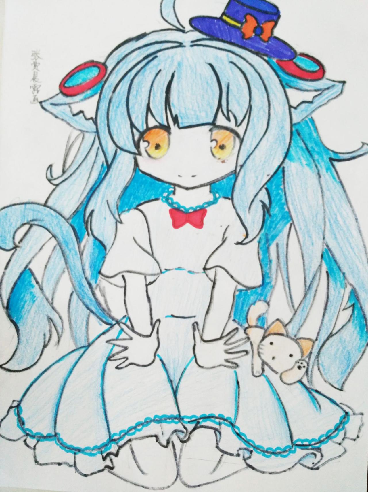 Q版猫耳小女孩 张贾晨露画