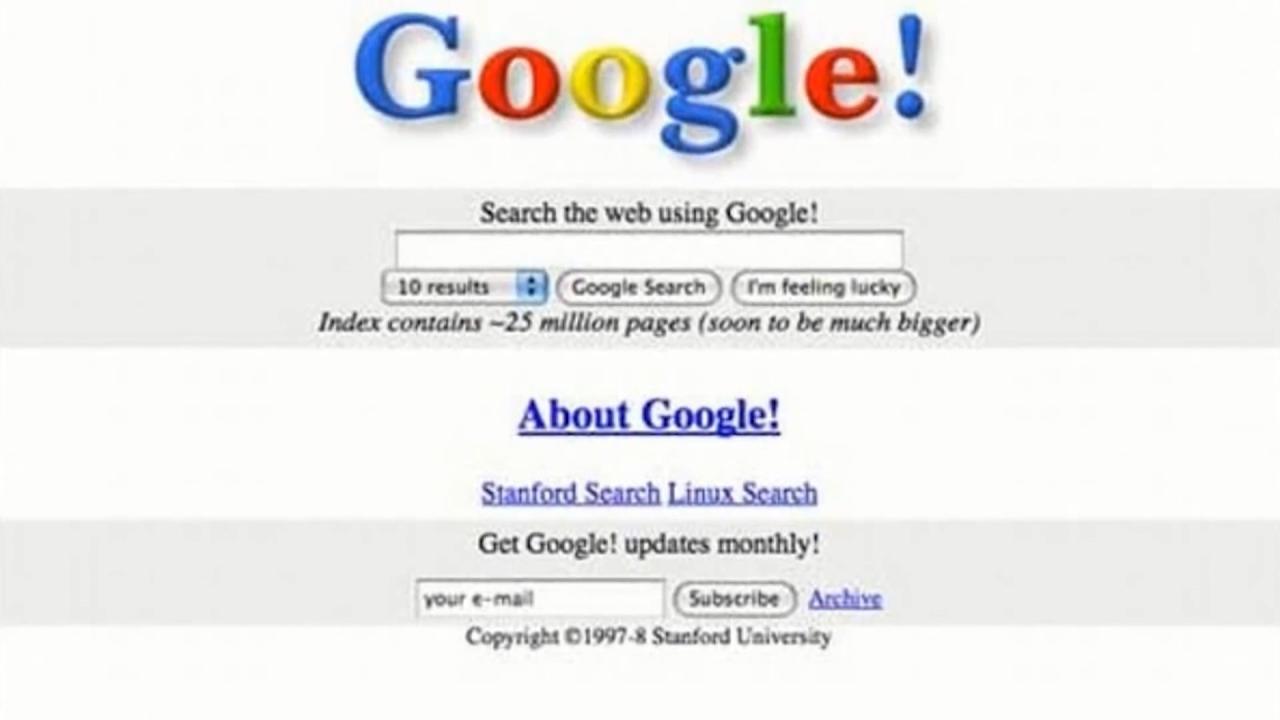 1998年时的Google谷歌首页