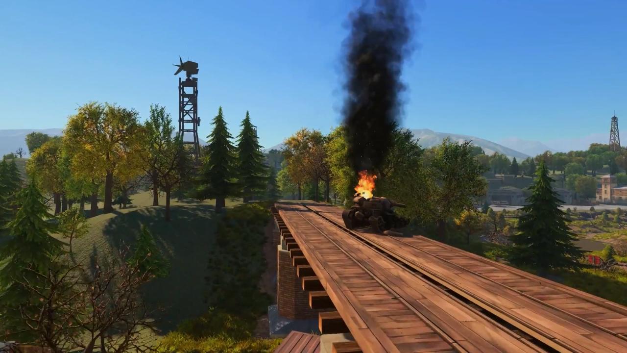 Unity新3D坦克平原地图中燃烧的坦克