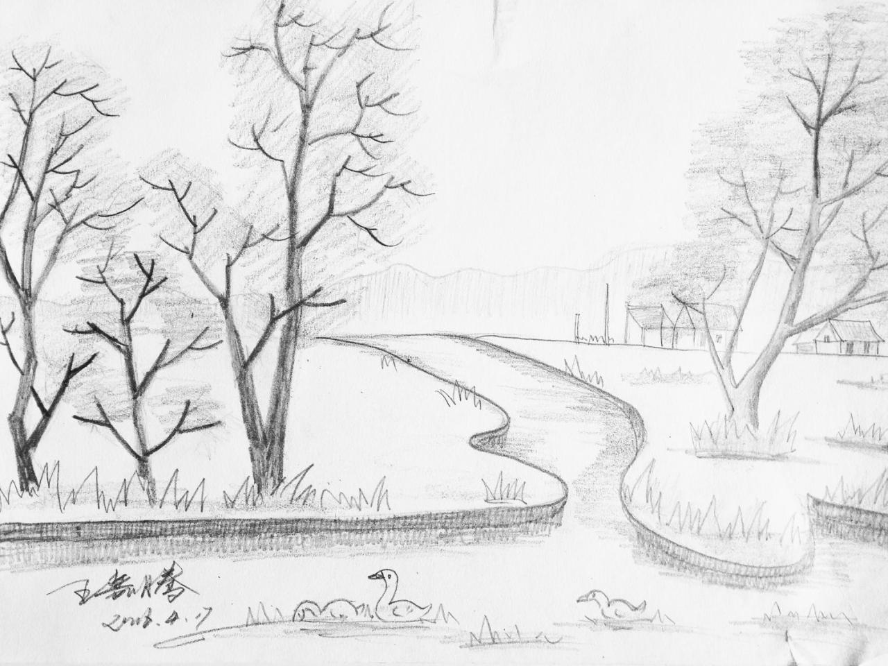 小河流水 王嘉腾画