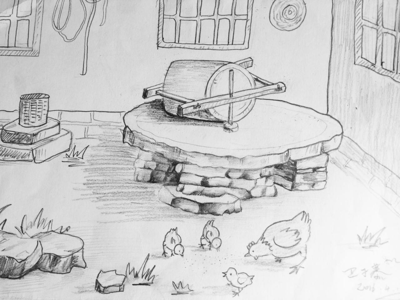 石碾子 卫子慕画