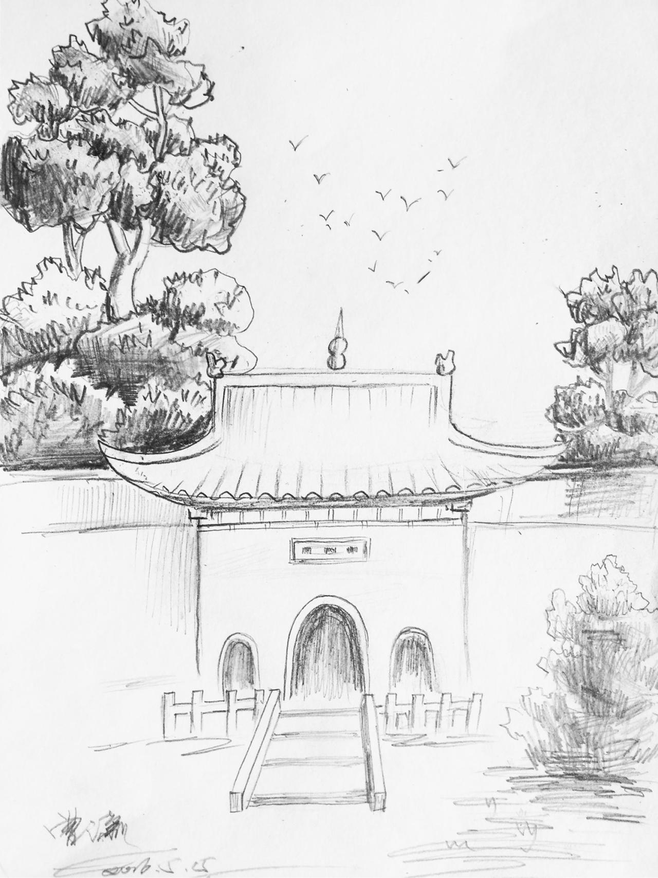 庙宇大门 曹潇画