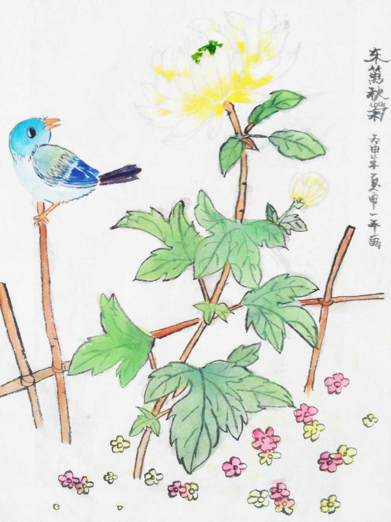 东篱秋菊 申一平画
