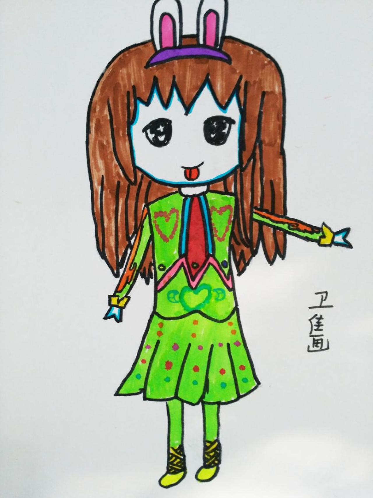 兔耳女孩 卫佳画