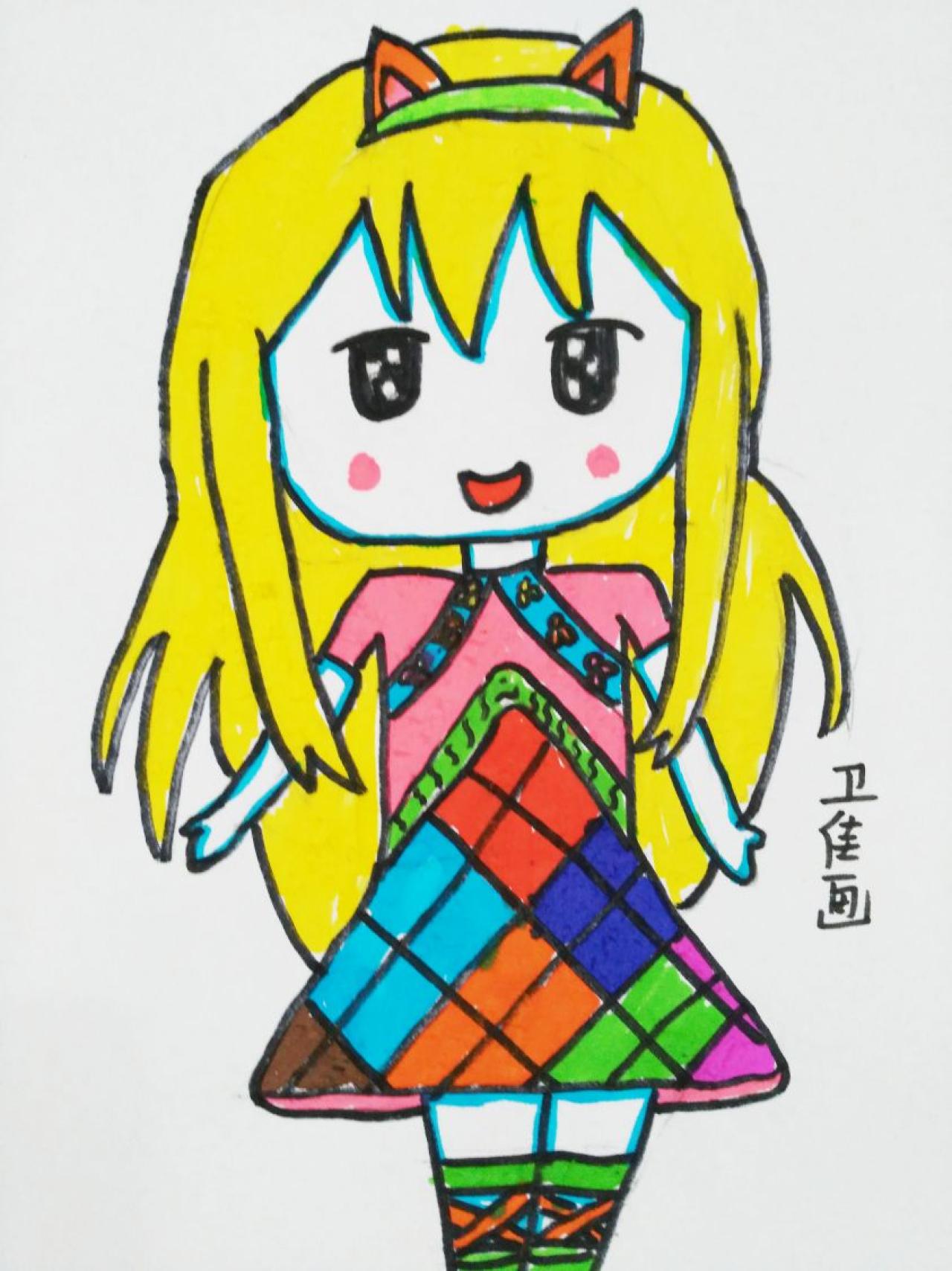 猫耳女孩 卫佳画