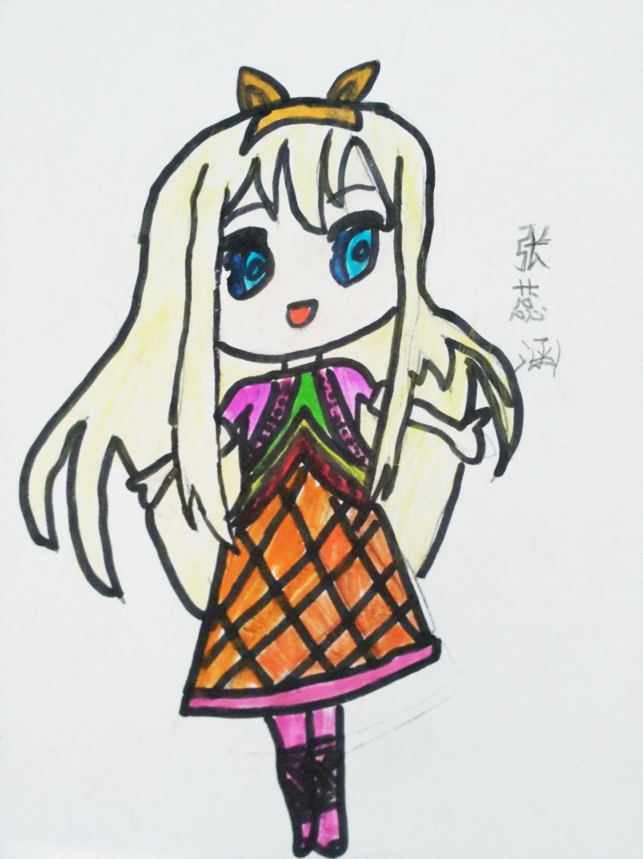 猫耳女孩 张蕊涵画