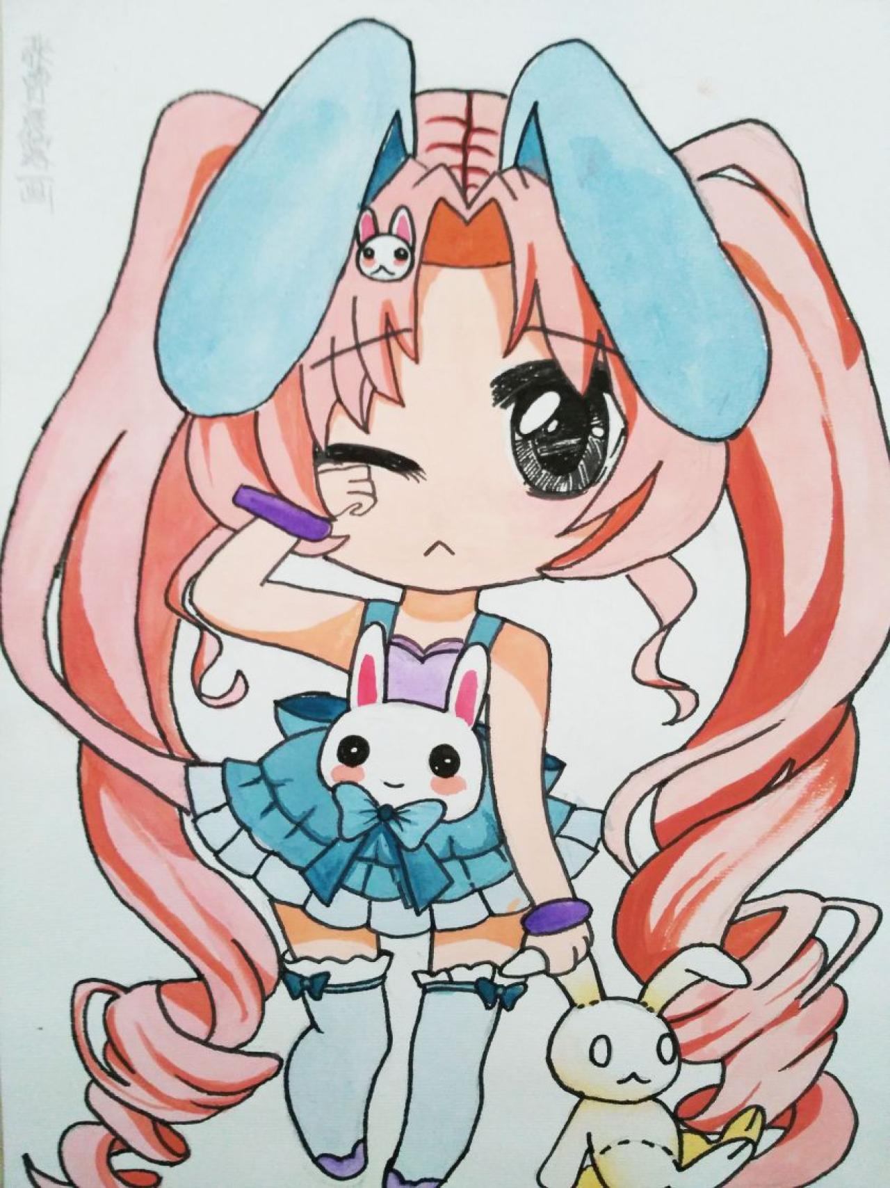 兔耳女孩 张贾晨露画