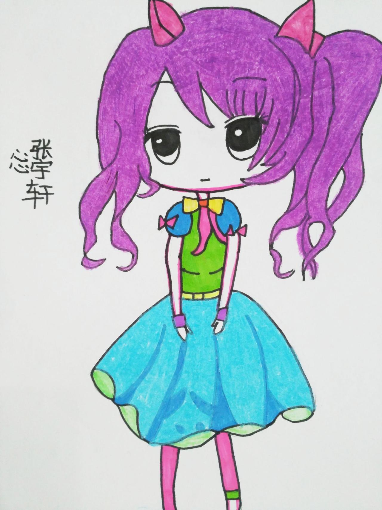 心心 Q版动漫女孩 张宇轩画