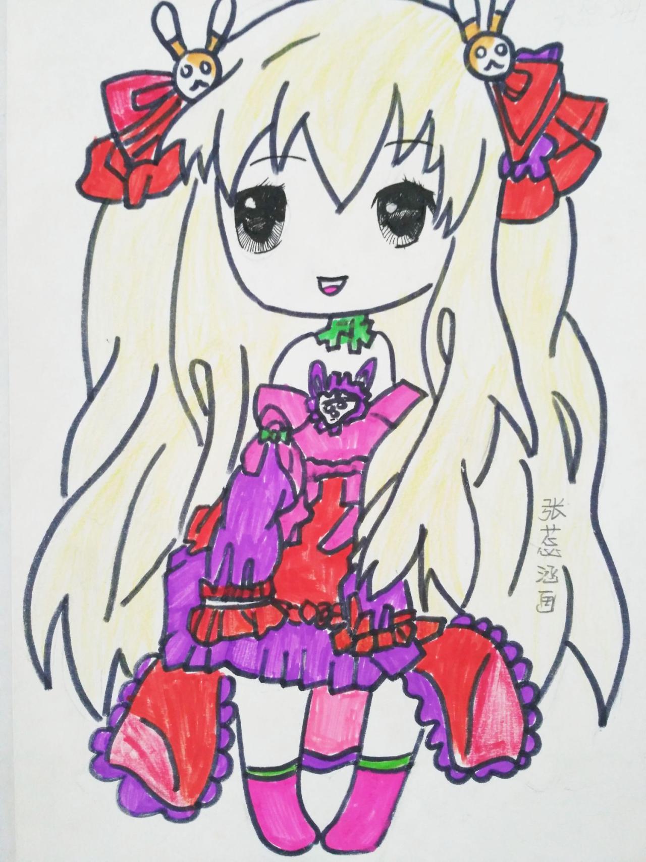 Q版动漫女孩 张蕊涵画