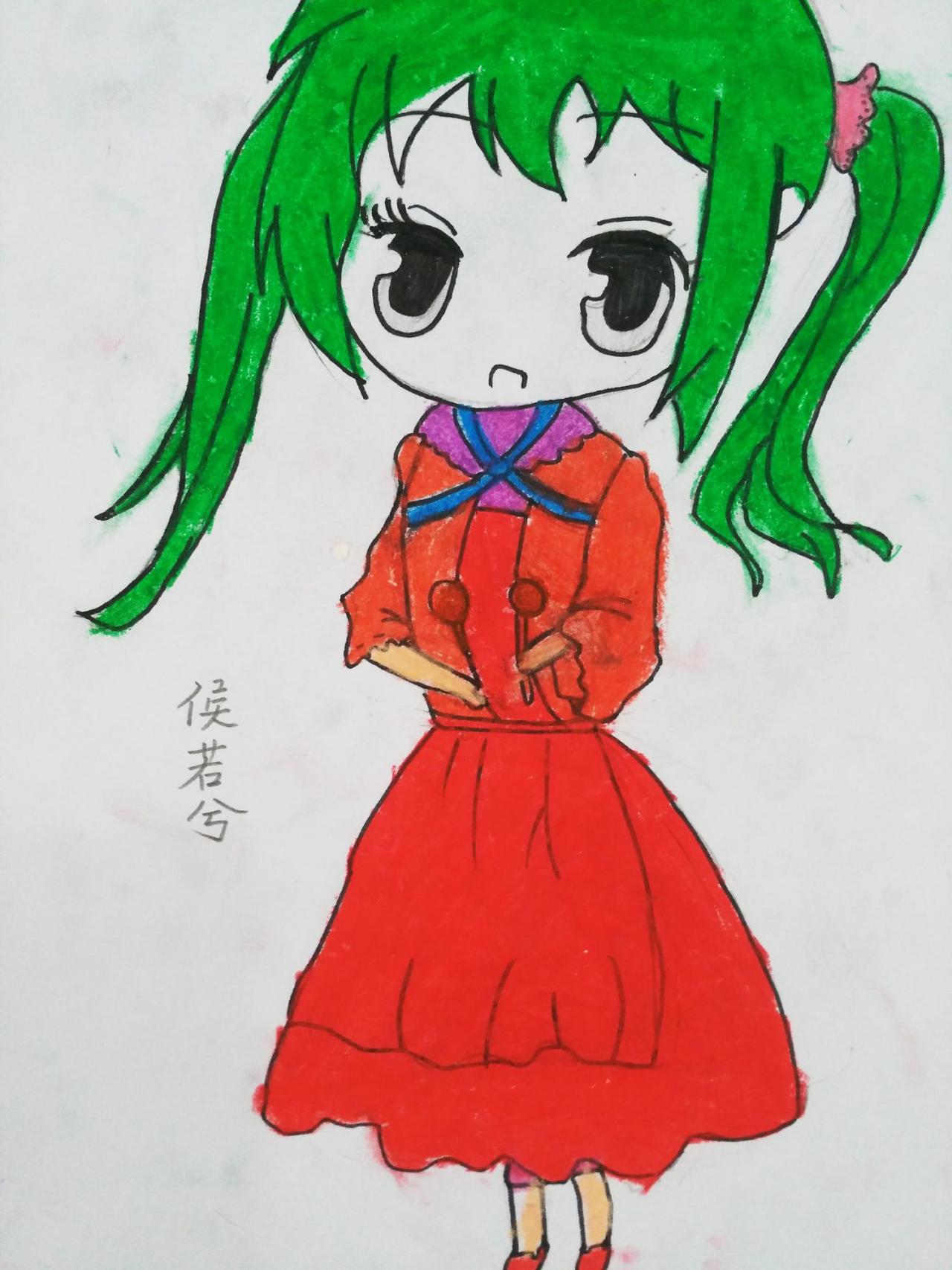 小女孩 侯若兮画