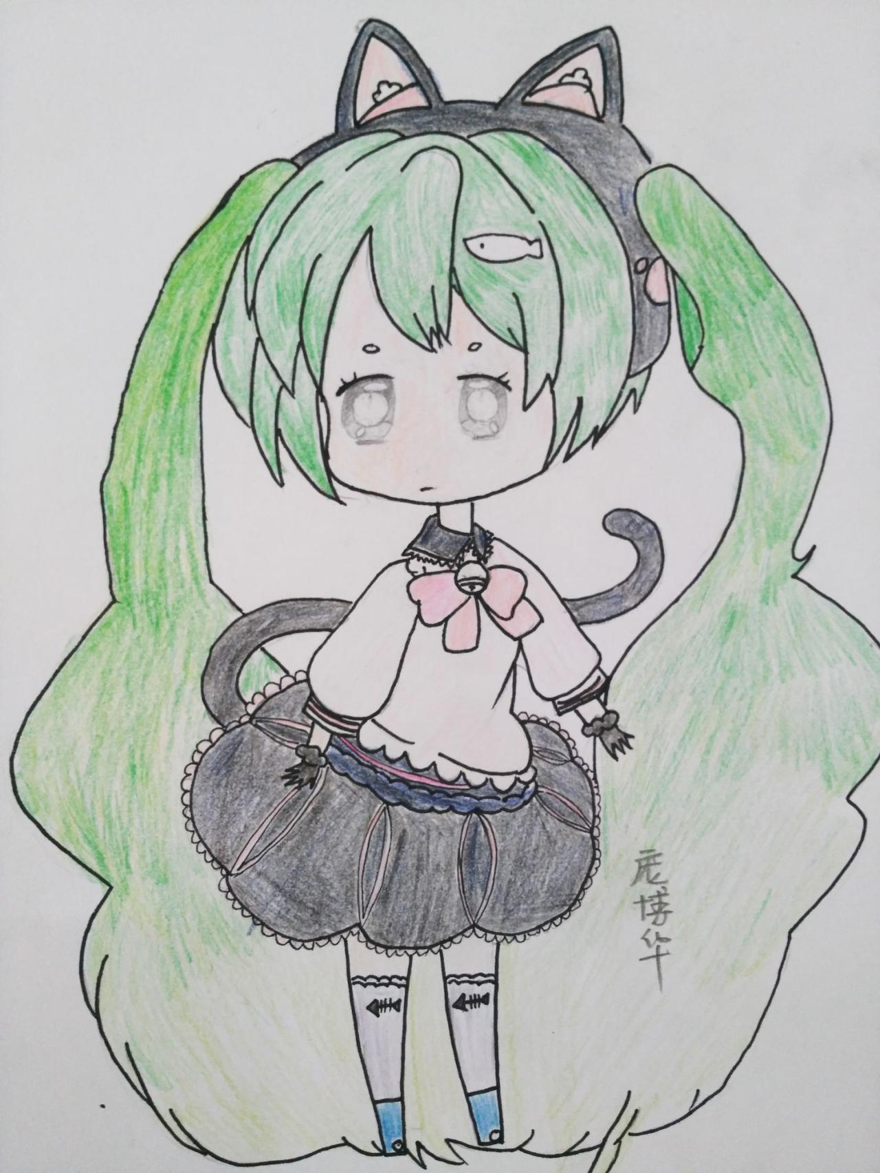 猫尾巴小女孩 庞博华画