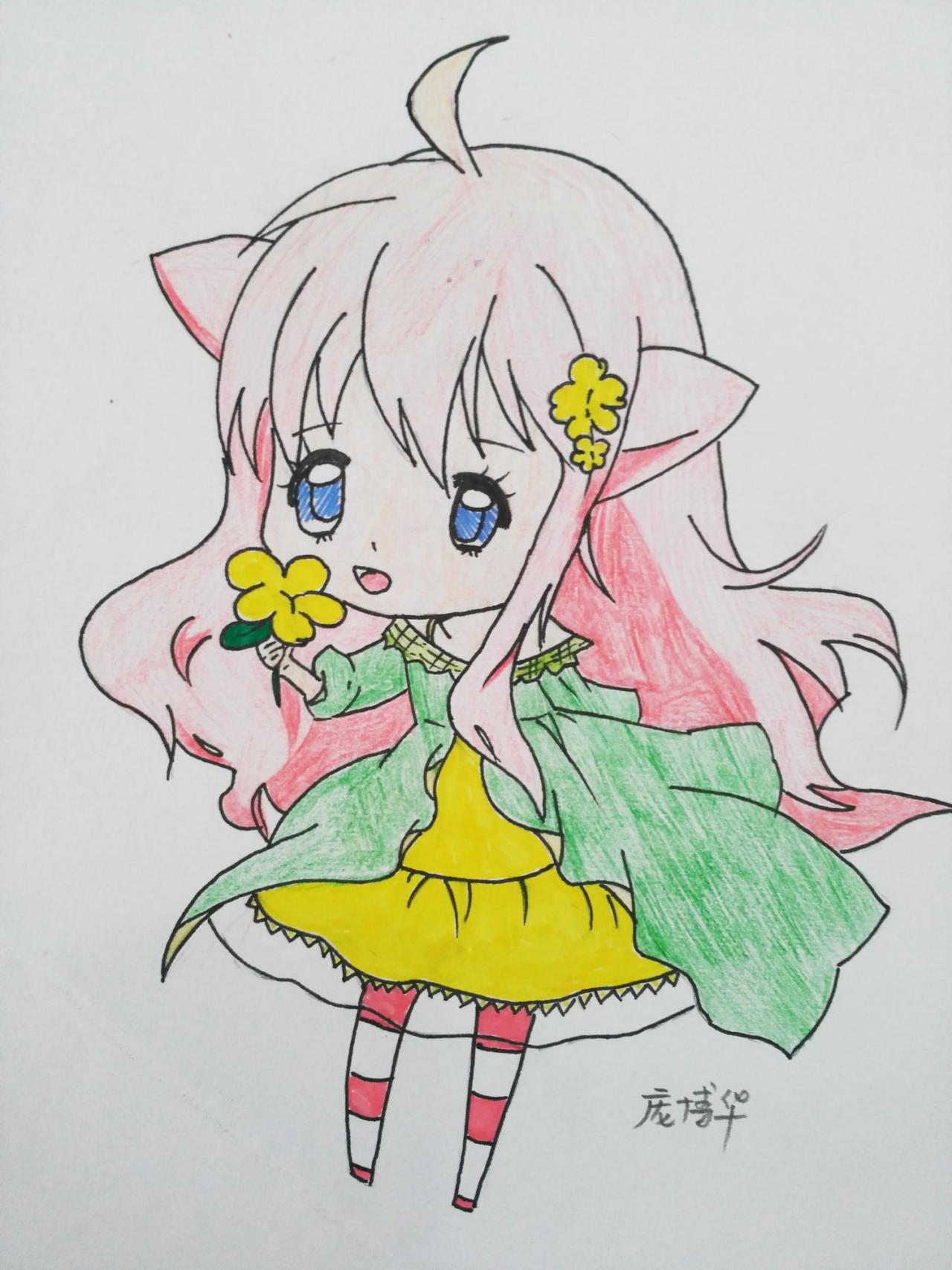 猫耳小女孩 庞博华画