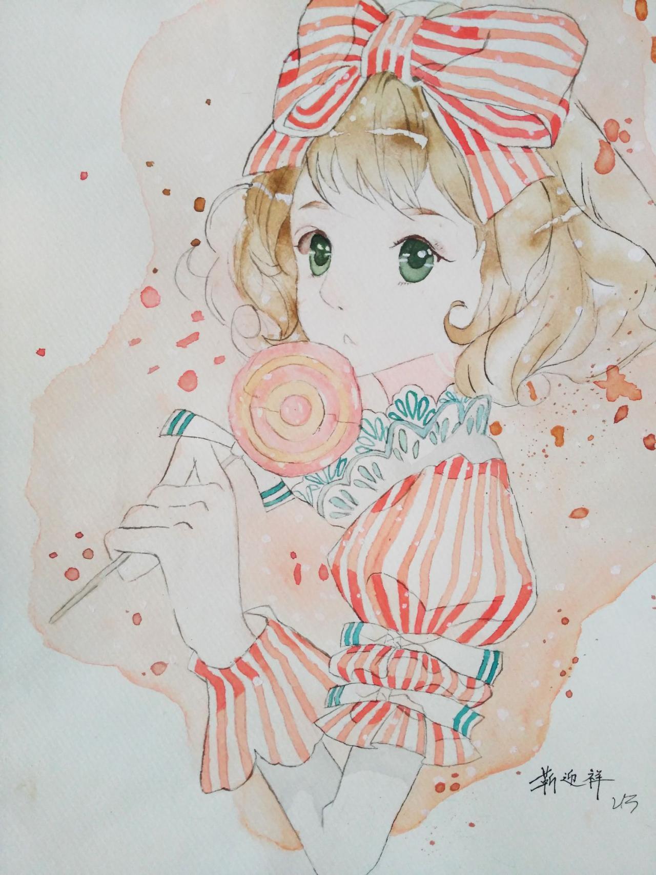 小女孩 靳迎祥画