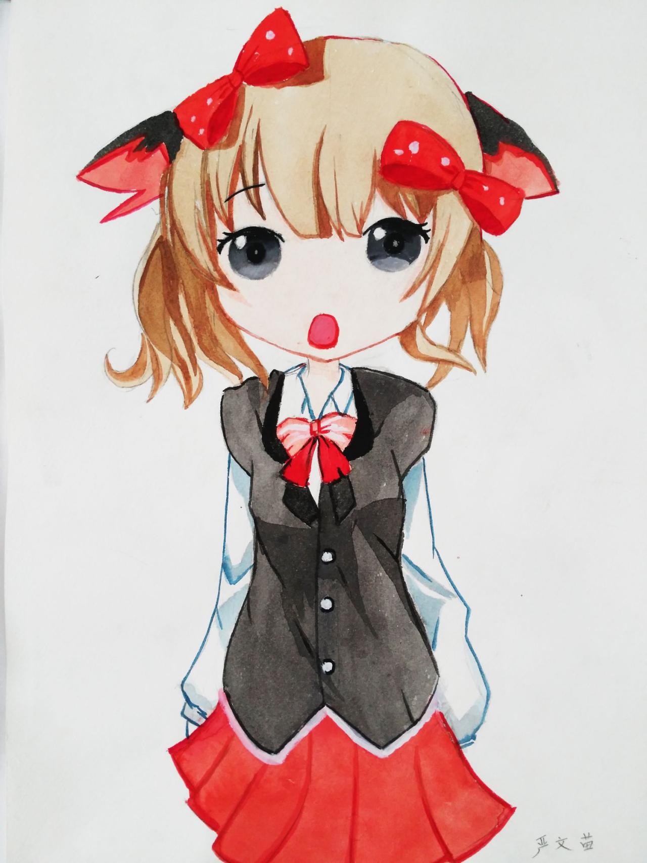 小女孩 严文苗画