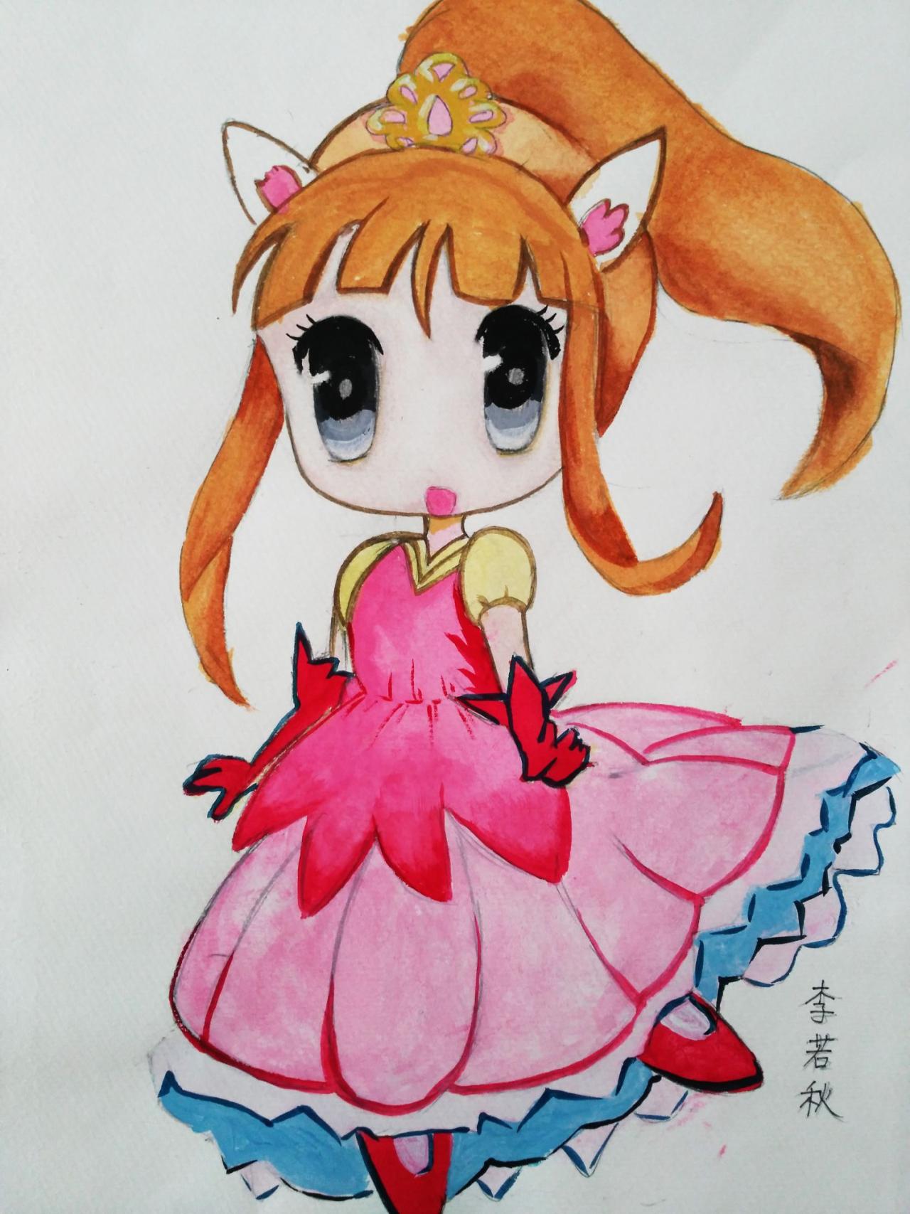 猫耳小女孩 李若秋画