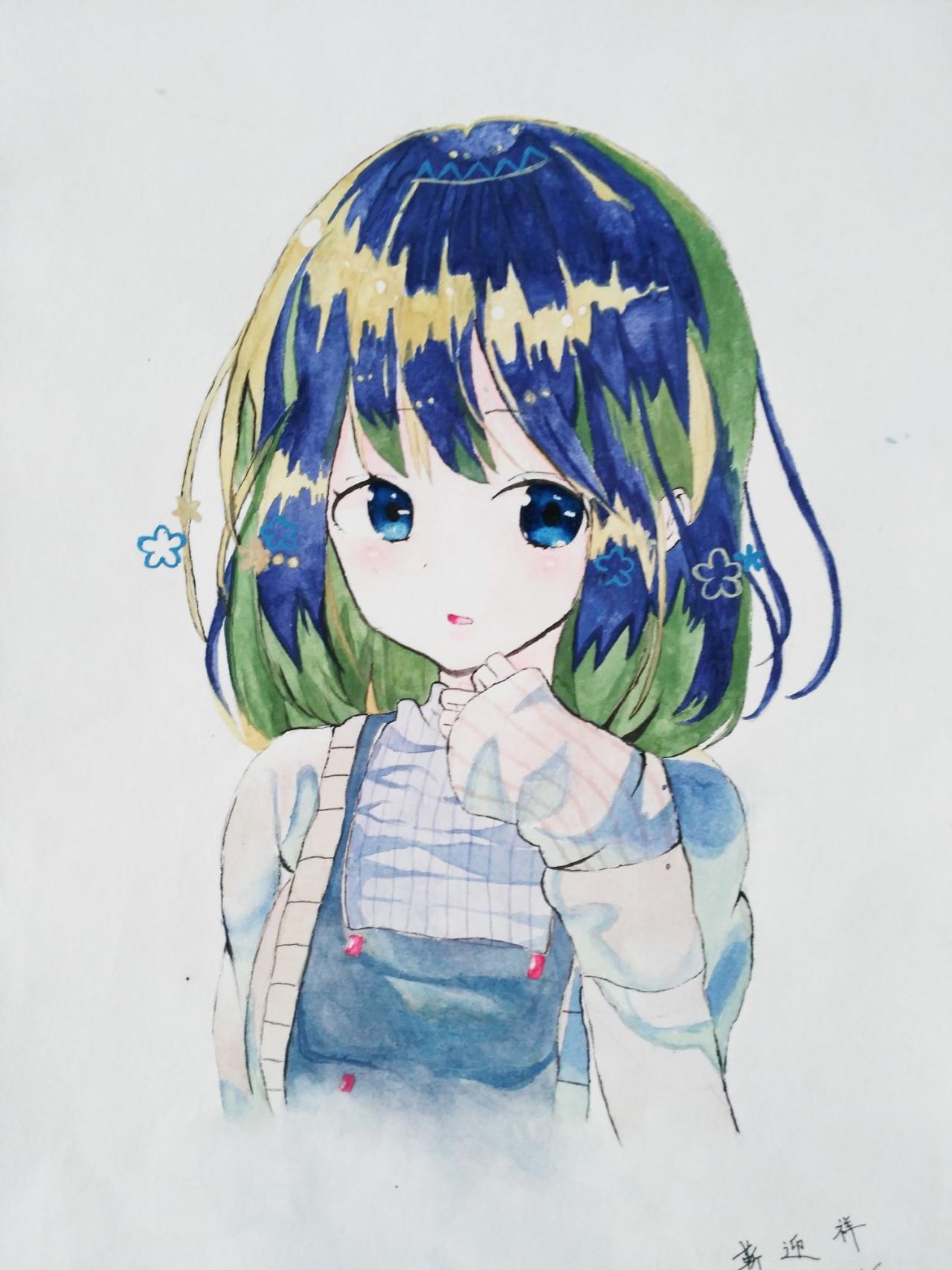 小女孩 靳迎祥画