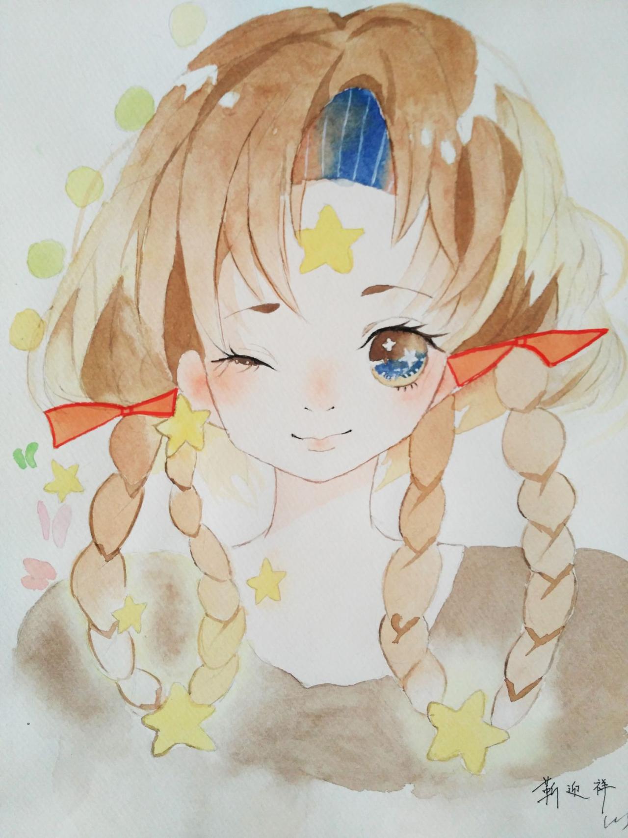 小女孩 靳迎祥画