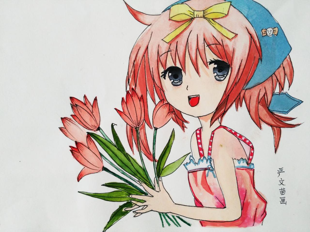 小女孩 严文苗画