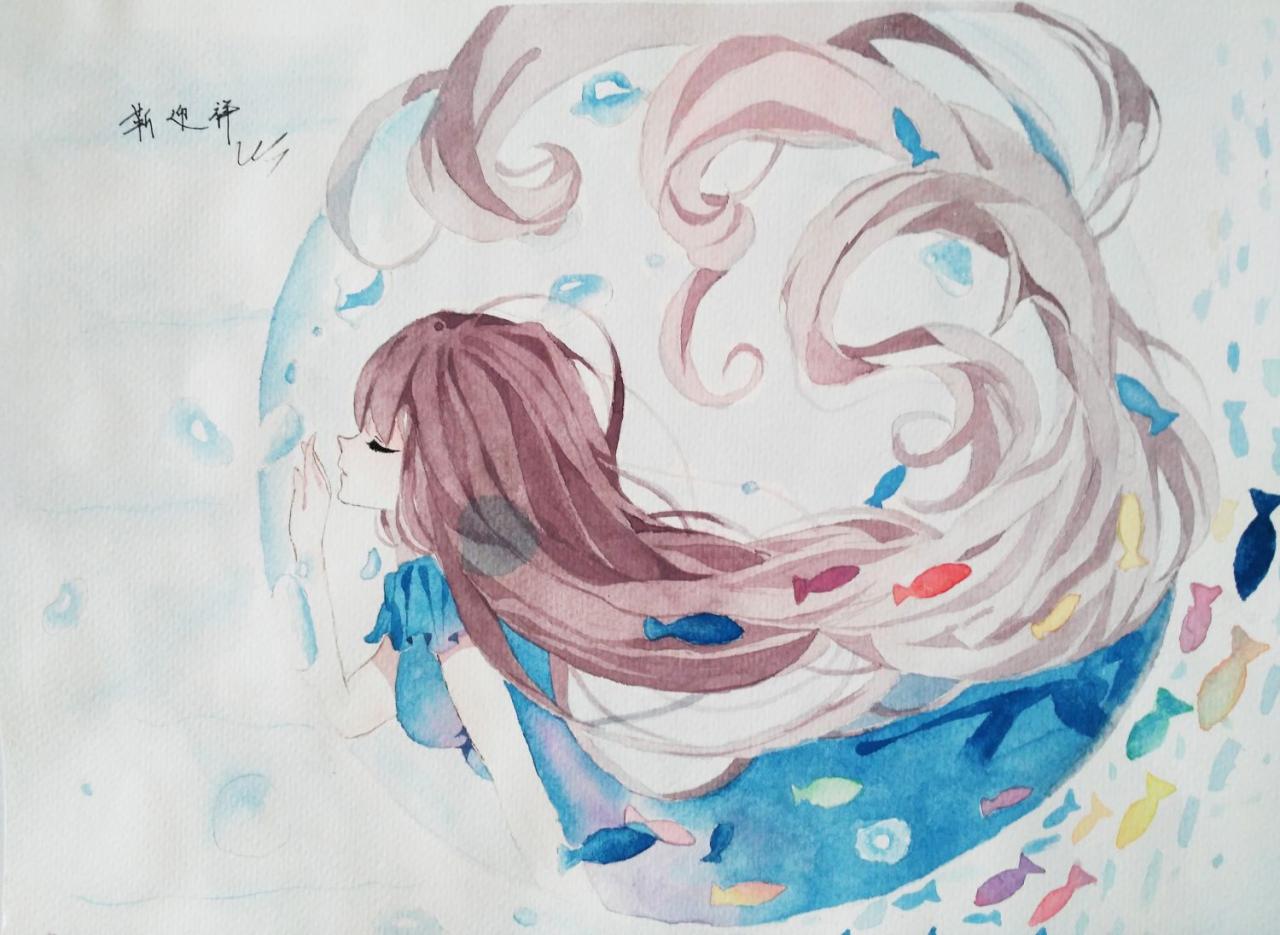 小女孩 靳迎祥画