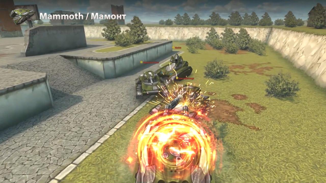 猛犸象底盘变成无敌状态后，接触到的地方坦克被瞬间引爆