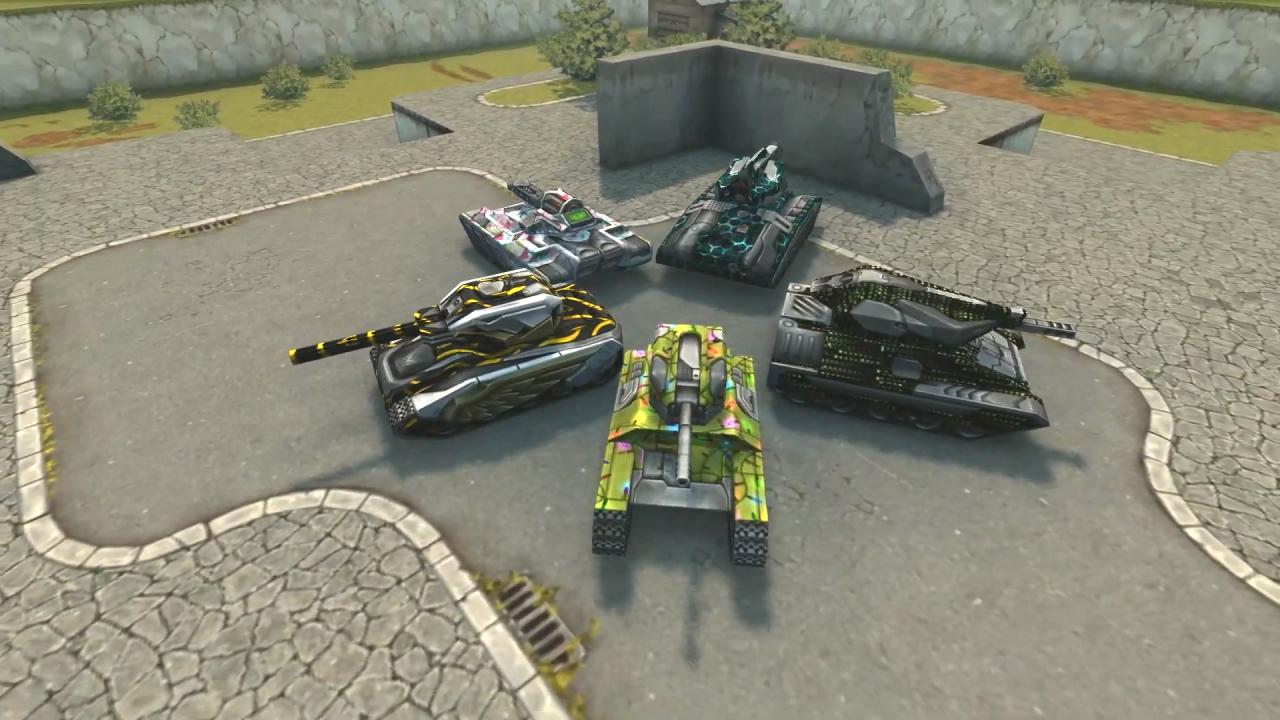 3D坦克装备动画迷彩的坦克在高地角斗场地图上