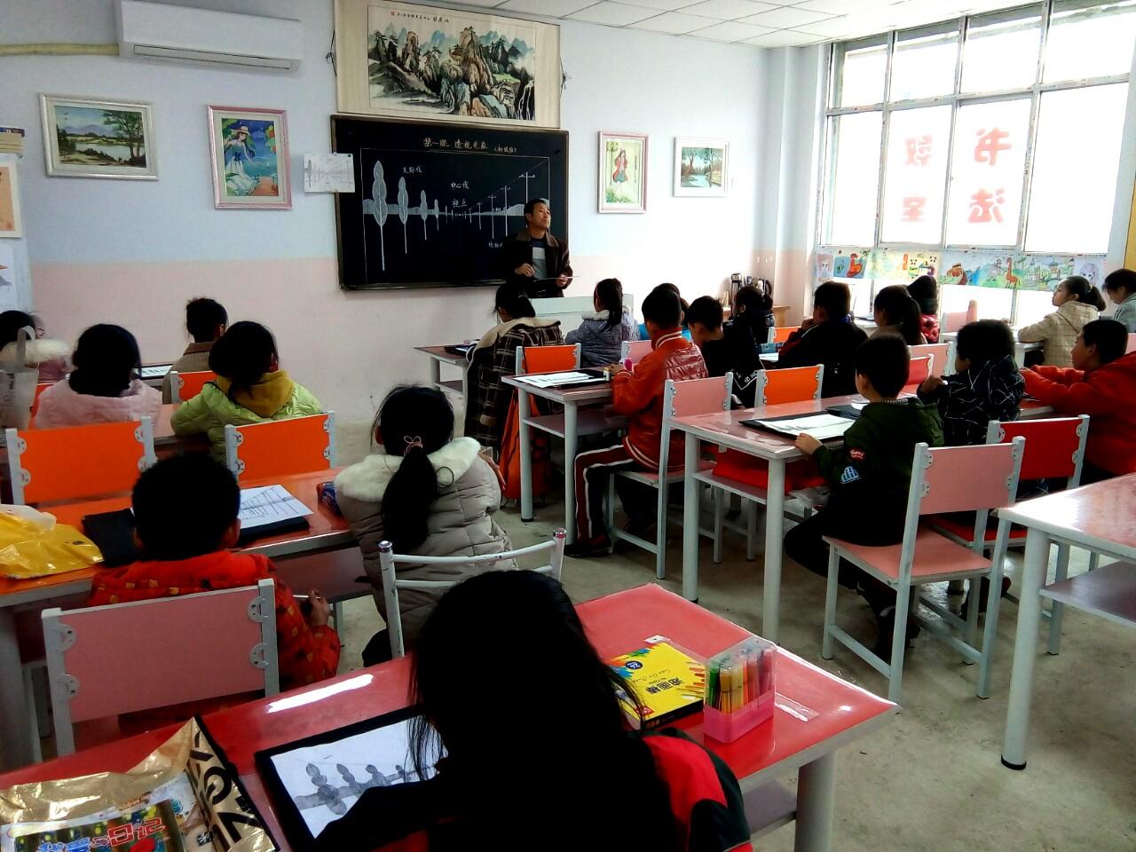 一部初级班的学生正在学习透视知识