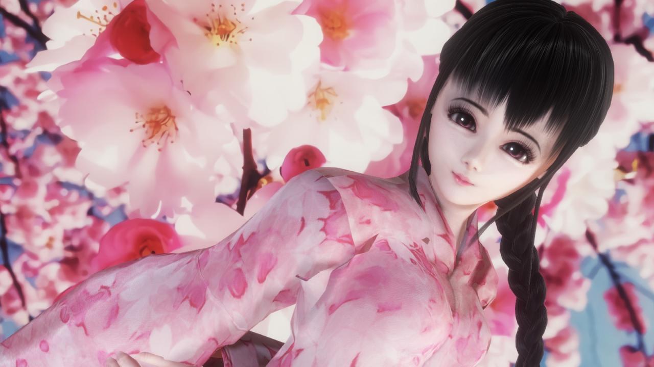 粉色和服浴衣饭小希樱花壁纸
