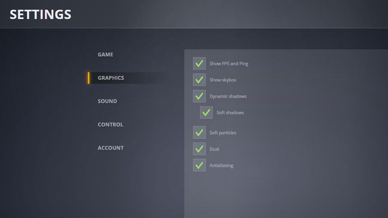 3D坦克HTML5版本客户端图形设置选项
