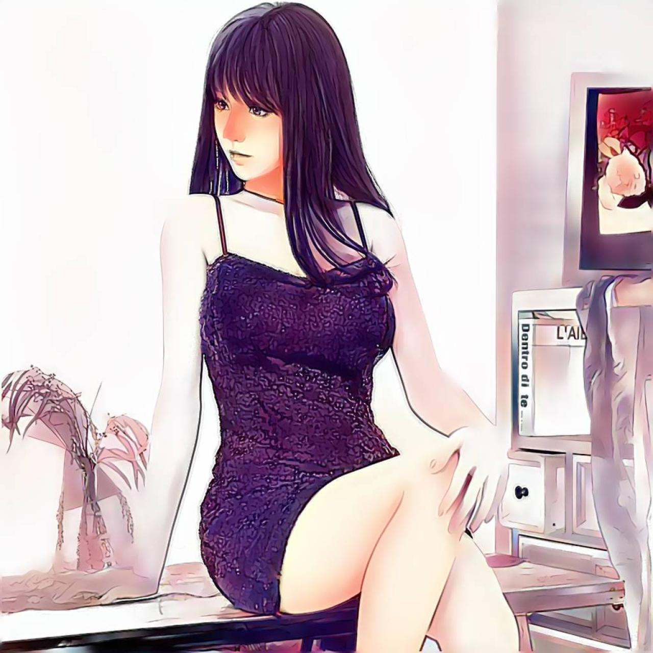 坐在窗边的实体娃娃 水彩画