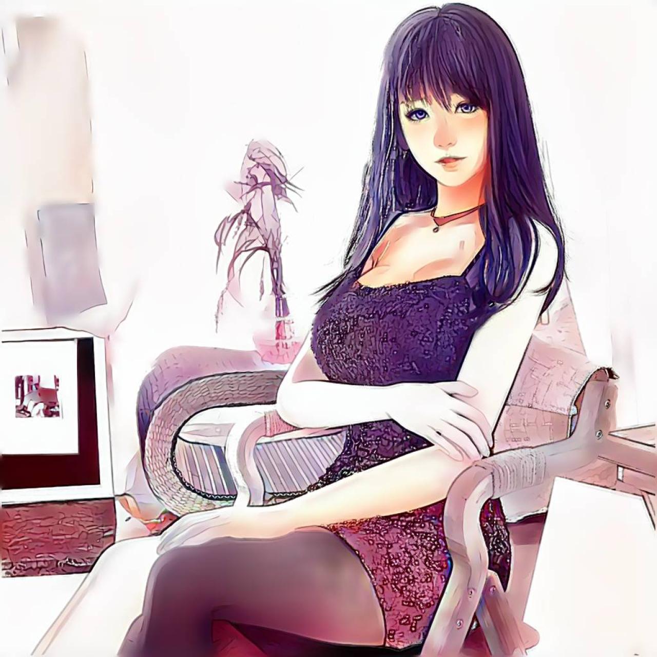 坐在椅子上的实体娃娃 水彩画