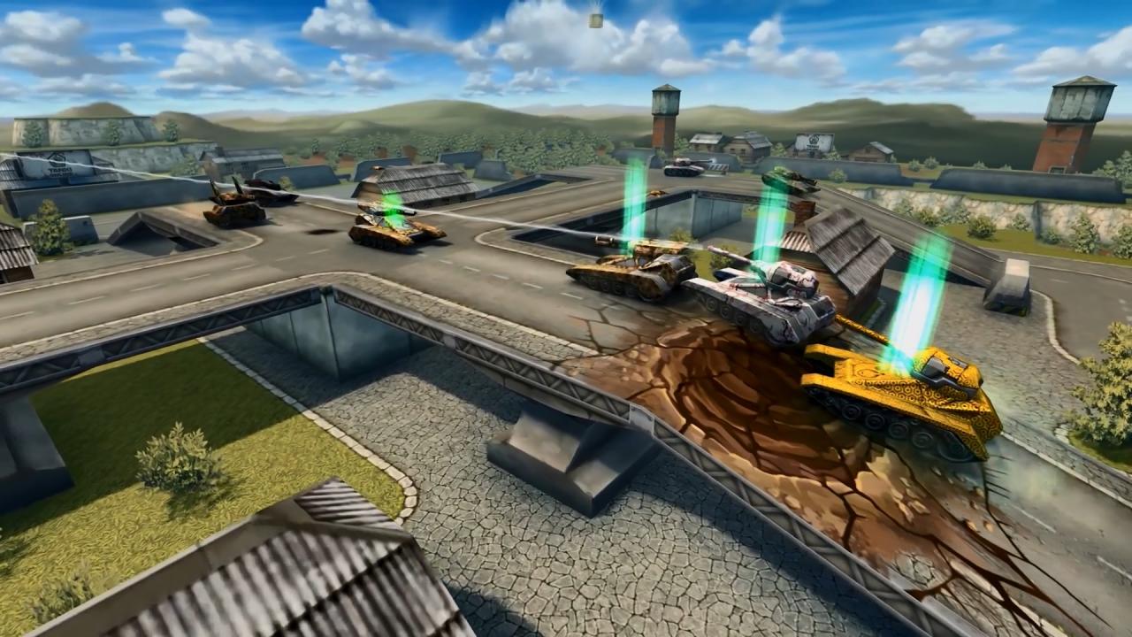 3D坦克独裁者激光炮在十字路口地图交战