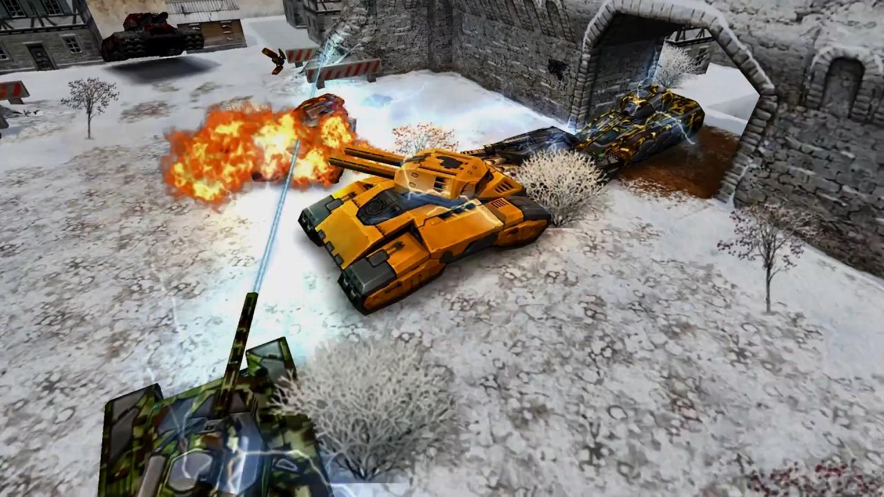 3D坦克超级坦克在雪天白天模式的城堡地图