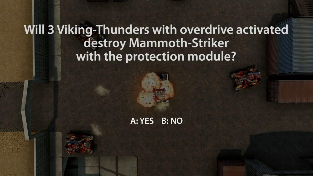 3D坦克猜猜看问题：3辆维京雷暴炮使用超速能击毁猛犸象前锋吗？