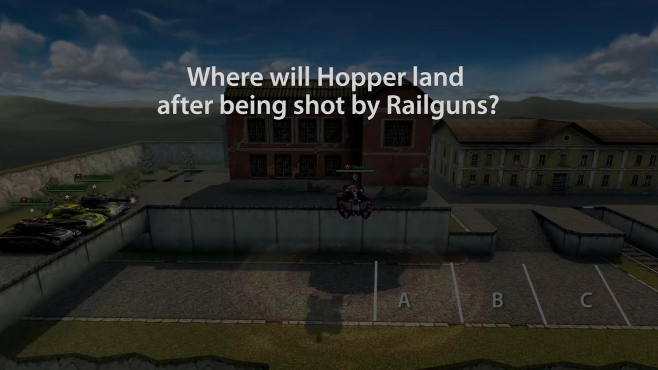 3D坦克被激光炮击中的Hopper会落在什么地方？