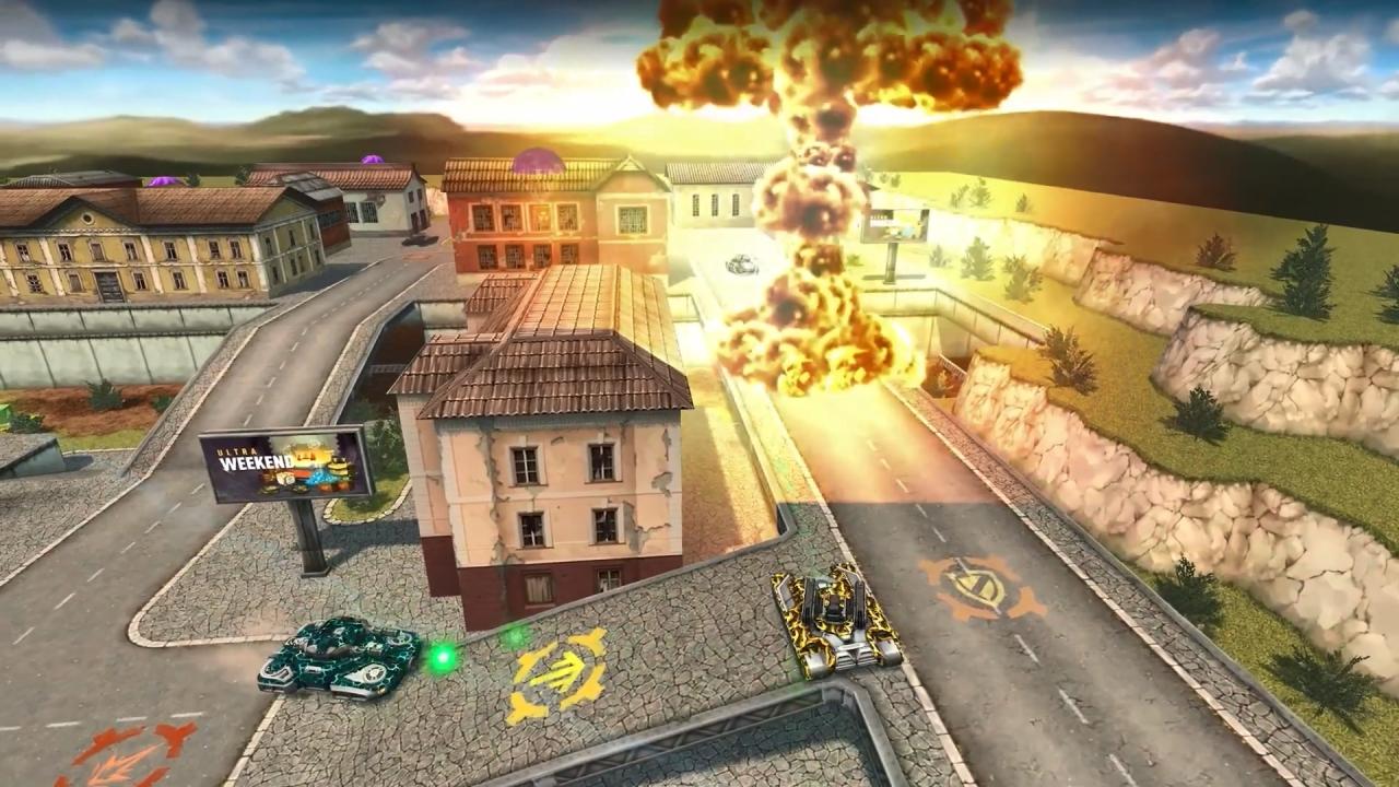 3D坦克金水晶陨石雨核弹爆炸时的效果