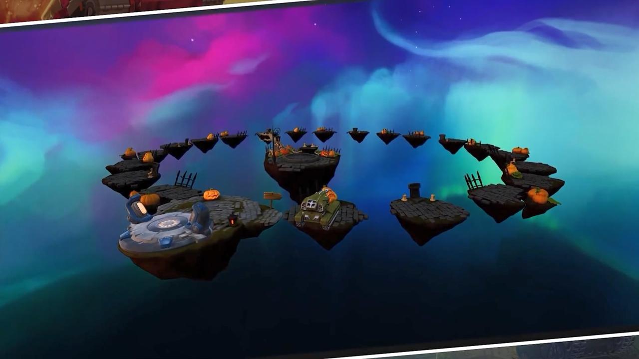 3D坦克万圣节南瓜主题不给糖就捣蛋小游戏的悬空地图岛