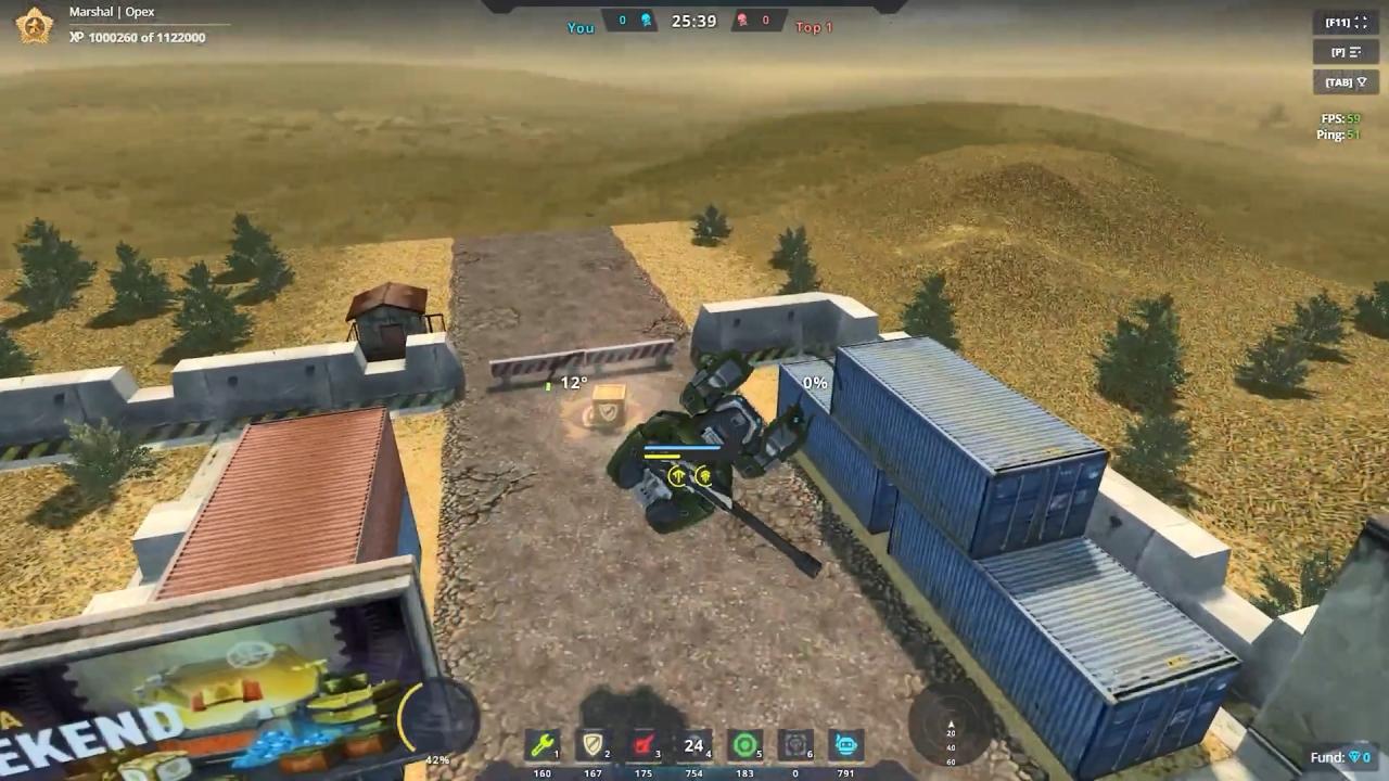 3D坦克霍珀底盘在空中会受到炮塔后坐力的影响而翻转