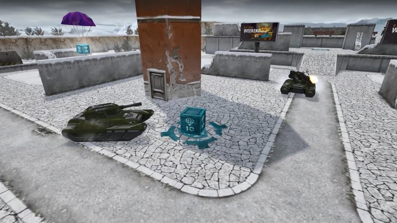 3D坦克高地角斗场地图冬景从天而降的蓝水晶