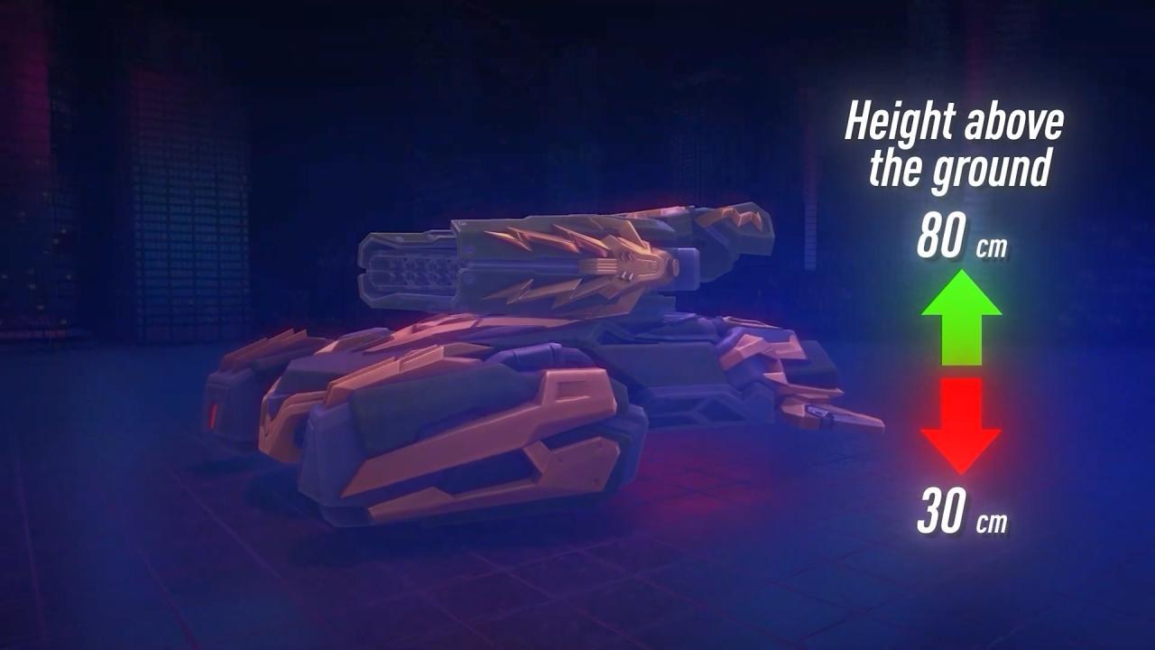 3D坦克磁悬浮底盘距离底盘高度从80cm降低到30cm