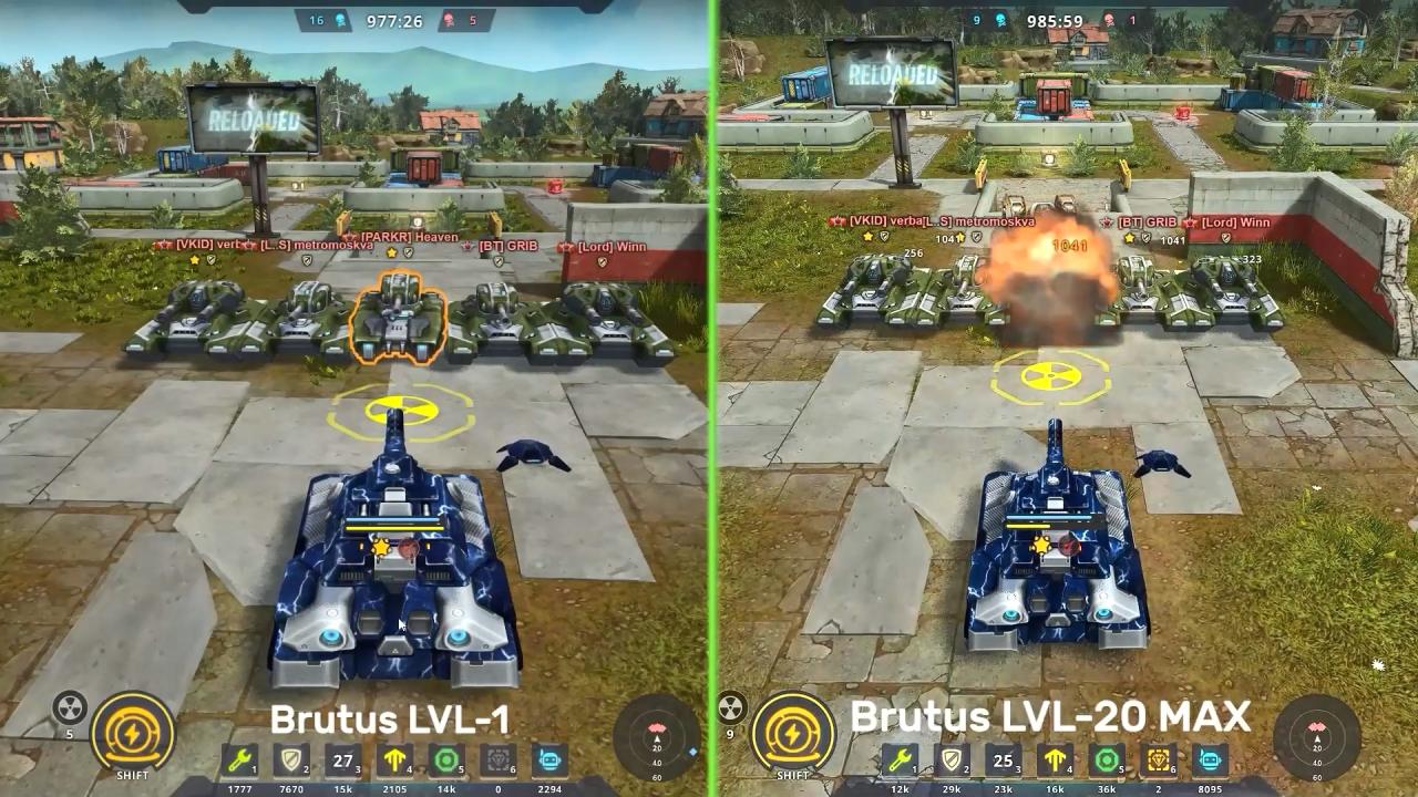 3D坦克布鲁斯特 Brutus 无人机 1 级到 20 级的攻击效果对比