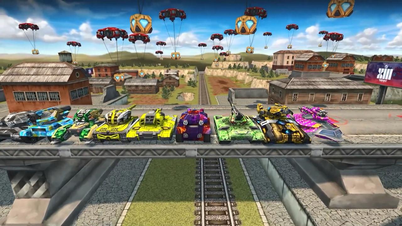 3D 坦克 13 岁生日主题空投金水晶和降落伞